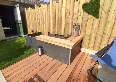 Arcrea Paysage clôture bois et jardiniere