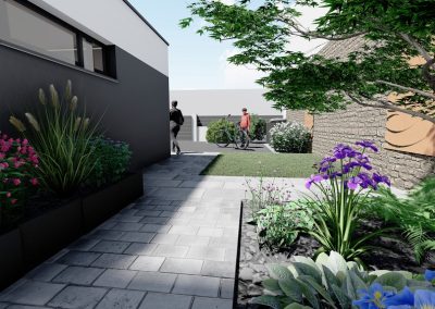 Habillage extérieur en simulation 3D jardinières